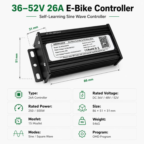 52v 26a bike controller - 36–52v, e-bike